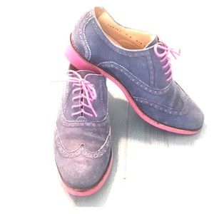 Blue suede Cole Haan spectators shoes